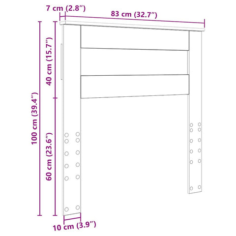 vidaXL Headboard with Headboard Smoked Oak 80 cm Engineered wood