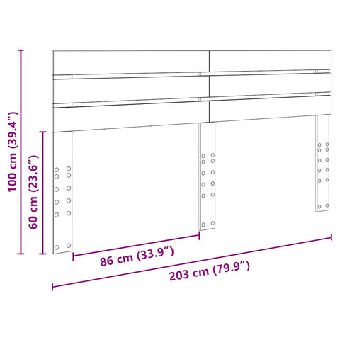 vidaXL Headboard with Headboard Black Oak 200 cm Engineered wood