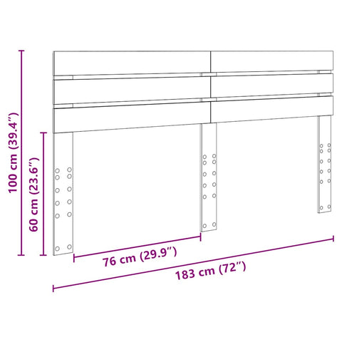 vidaXL Headboard with Headboard Black Oak 180 cm Engineered wood