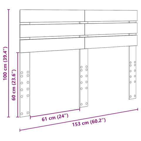 vidaXL Headboard with Headboard Old Wood 150 cm Engineered wood