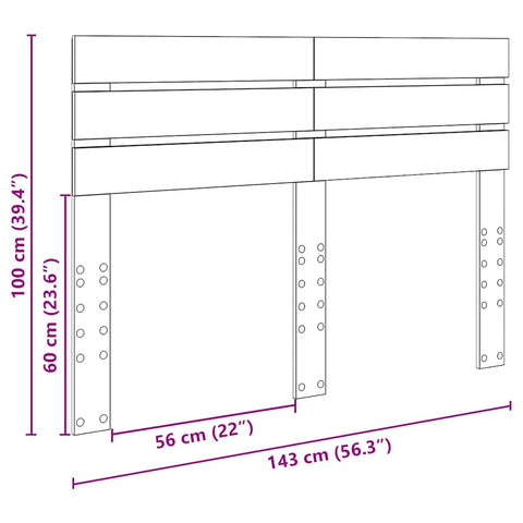 vidaXL Headboard with Headboard Black Oak 140 cm Engineered wood