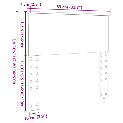 vidaXL Headboard with Headboard Grey Sonoma 80 cm Engineered wood