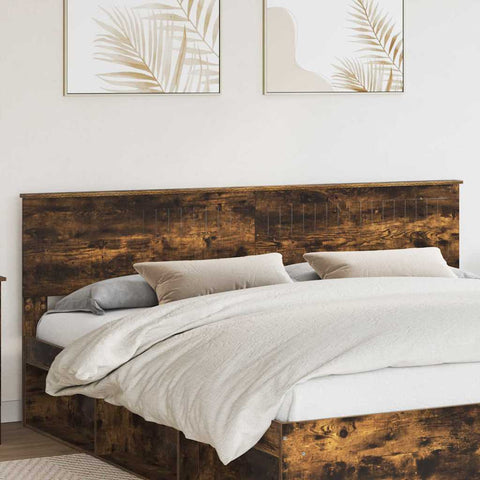 vidaXL Headboard with Headboard Smoked Oak 200 cm Engineered wood