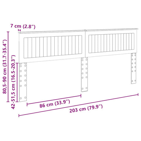 vidaXL Headboard with Headboard Grey Sonoma 200 cm Engineered wood