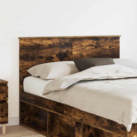 vidaXL Headboard with Headboard Smoked Oak 135 cm Engineered wood