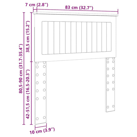 vidaXL Headboard with Headboard Grey Sonoma 80 cm Engineered wood