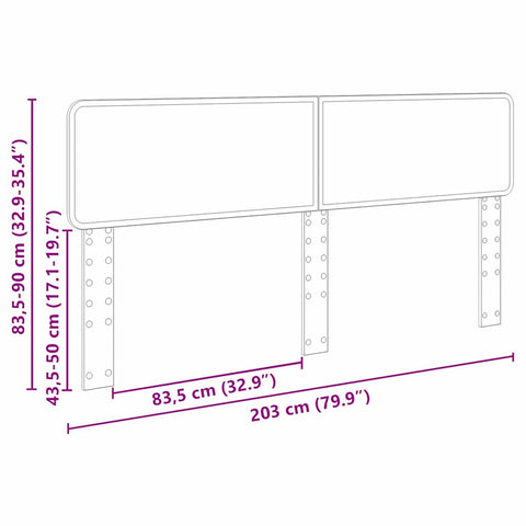 vidaXL Headboard with Headboard Sonoma Oak 200 cm Engineered wood