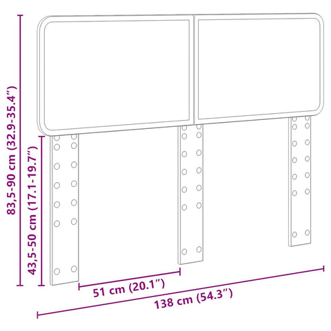 vidaXL Headboard with Headboard Grey Sonoma 135 cm Engineered wood