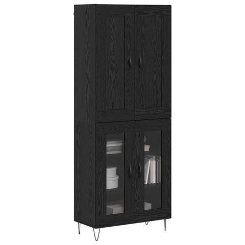vidaXL Highboard Black Oak 69.5 x 34 x 180 cm Engineered Wood