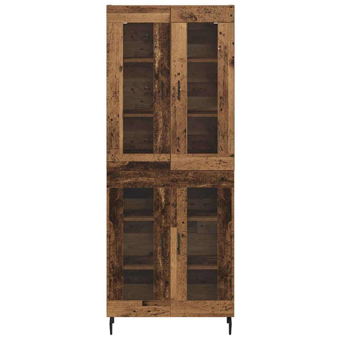 vidaXL Highboard 2 pcs Old Wood Engineered Wood and Glass