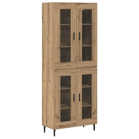 vidaXL Highboard 2 pcs Artisan Oak Engineered Wood and Glass
