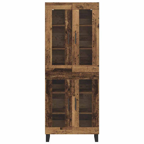 vidaXL Highboard 2 pcs Old Wood Engineered Wood and Glass