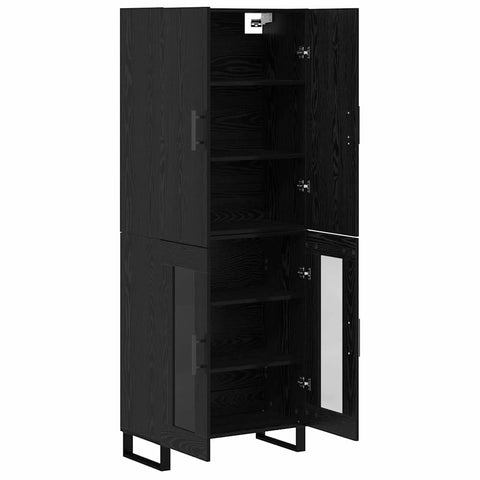 vidaXL Highboard 2 pcs Black Oak Engineered Wood and Glass