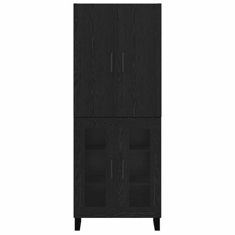 vidaXL Highboard 2 pcs Black Oak Engineered Wood and Glass