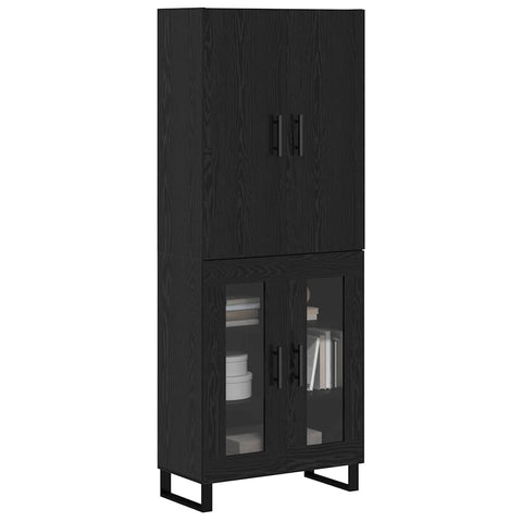 vidaXL Highboard 2 pcs Black Oak Engineered Wood and Glass