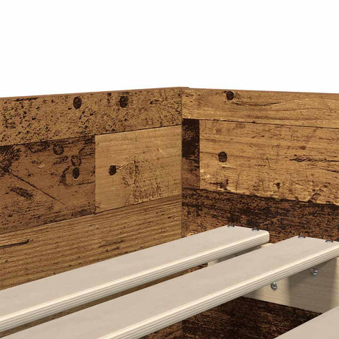 vidaXL Bed Frame with Drawer Old Wood 90 x 190 cm Solid Pine Wood