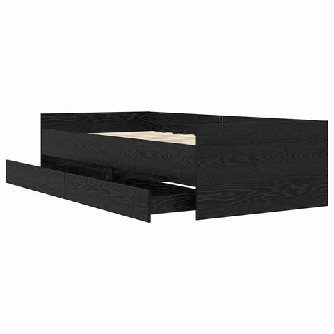 vidaXL Bed Frame with Drawer Black Oak 90 x 190 cm Solid Pine Wood