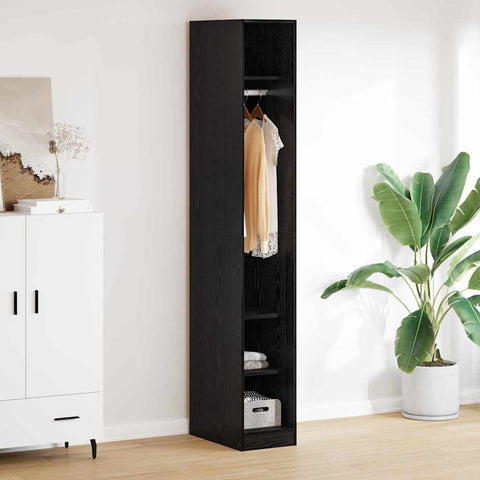 vidaXL Wardrobe with Shelf Black Oak 50 x 30 x 200 cm Engineered Wood