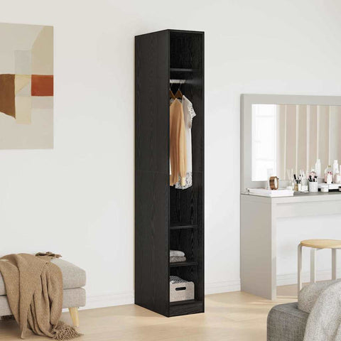 vidaXL Wardrobe with Shelf Black Oak 50 x 30 x 200 cm Engineered Wood