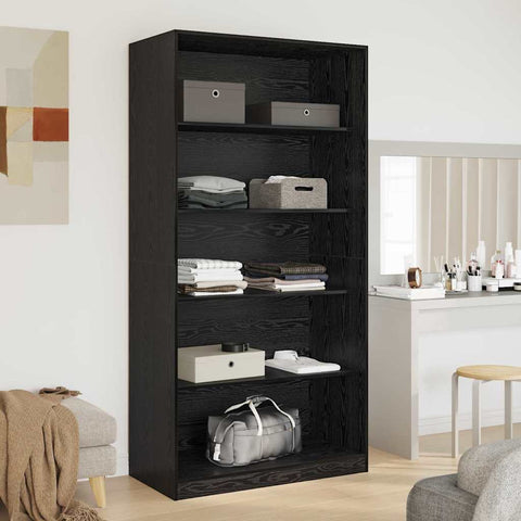 vidaXL Wardrobe with Shelf Black Oak 100 x 50x 200 cm Engineered Wood