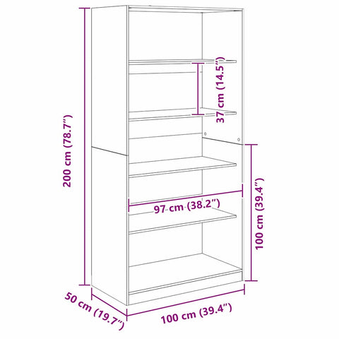 vidaXL Wardrobe with Shelf Black Oak 100 x 50x 200 cm Engineered Wood