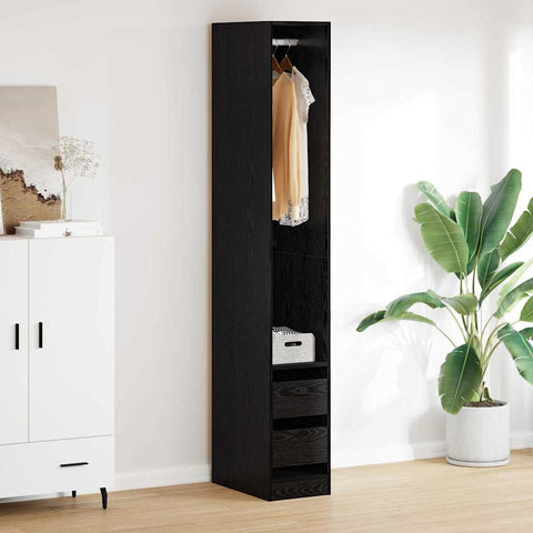 vidaXL Wardrobe with Shelf Black oak 30 x 50 x 200 cm Engineered wood