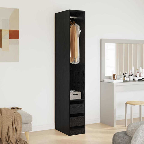 vidaXL Wardrobe with Shelf Black oak 30 x 50 x 200 cm Engineered wood