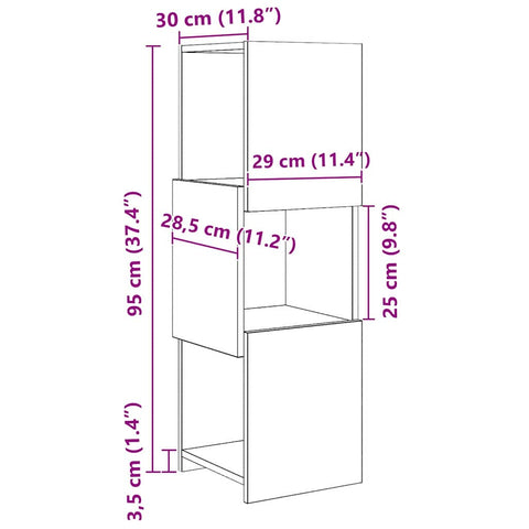 vidaXL Corner Cabinet White 30.5x30x95cm Engineered Wood