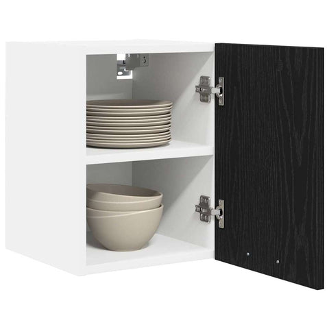 vidaXL Hanging Cabinet Riga Black Oak and White 30 x 31 x 40 cm