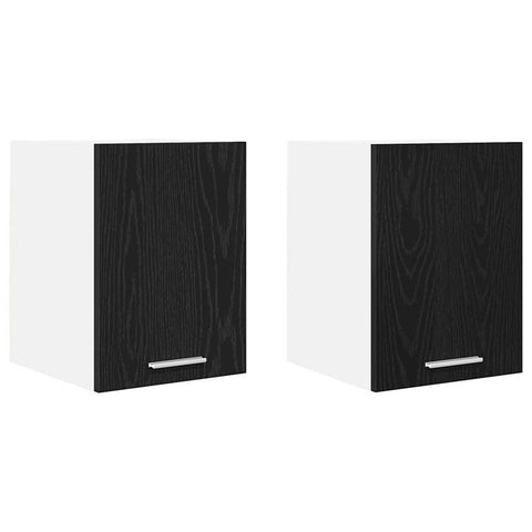 vidaXL Hanging Cabinet Riga 2 pcs Black Oak and White 30 x 31 x 40 cm