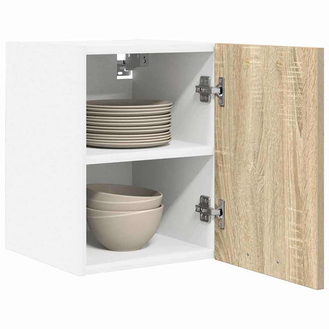 vidaXL Hanging Cabinet Riga 2 pcs Sonoma Oak and White 30 x 31 x 40 cm