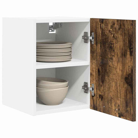 vidaXL Hanging Cabinet Riga Smoked Oak and White 30 x 31 x 40 cm