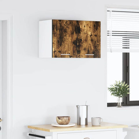 vidaXL Hanging Cabinet Riga 2 pcs Smoked Oak and White 30 x 31 x 40 cm