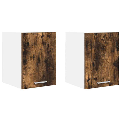 vidaXL Hanging Cabinet Riga 2 pcs Smoked Oak and White 30 x 31 x 40 cm