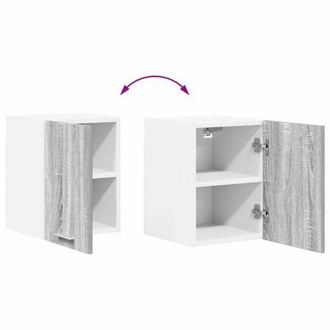 vidaXL Hanging Cabinet with Shelf Riga 2 pcs Grey Sonoma and White