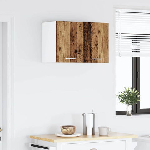 vidaXL Hanging Cabinet Riga 2 pcs Old Wood and White 30 x 31 x 40 cm