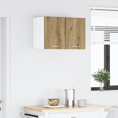 vidaXL Hanging Cabinet with Shelf Riga 2 pcs Artisan Oak and White