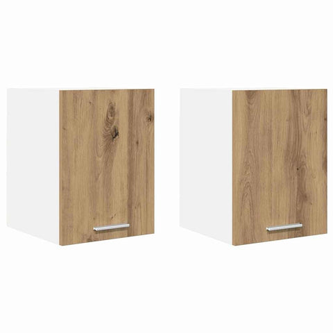vidaXL Hanging Cabinet with Shelf Riga 2 pcs Artisan Oak and White