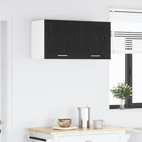 vidaXL Hanging Cabinet Riga 2 pcs Black Oak and White 40 x 31 x 40 cm