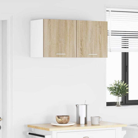 vidaXL Hanging Cabinet Riga 2 pcs Sonoma Oak and White 40 x 31 x 40 cm