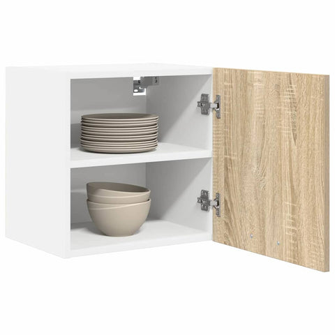 vidaXL Hanging Cabinet Riga 2 pcs Sonoma Oak and White 40 x 31 x 40 cm