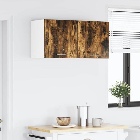 vidaXL Hanging Cabinet Riga Smoked Oak and White 40 x 31 x 40 cm