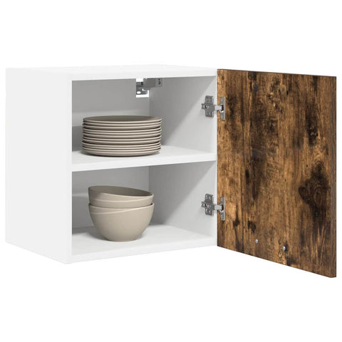 vidaXL Hanging Cabinet Riga Smoked Oak and White 40 x 31 x 40 cm