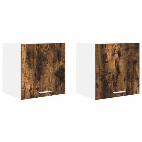 vidaXL Hanging Cabinet Riga 2 pcs Smoked Oak and White 40 x 31 x 40 cm