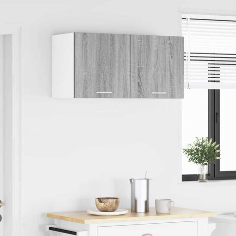 vidaXL Hanging Cabinet Riga Grey Sonoma and White 40 x 31 x 40 cm