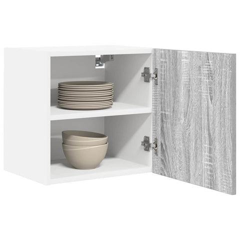 vidaXL Hanging Cabinet with Shelf Riga 2 pcs Grey Sonoma and White