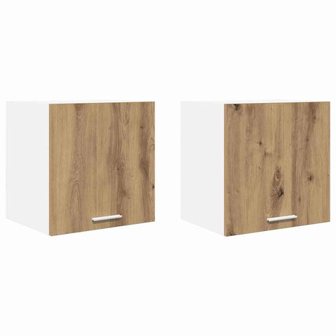 vidaXL Hanging Cabinet with Shelf Riga 2 pcs Artisan Oak and White