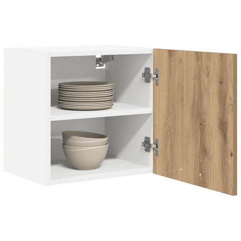 vidaXL Hanging Cabinet with Shelf Riga 2 pcs Artisan Oak and White