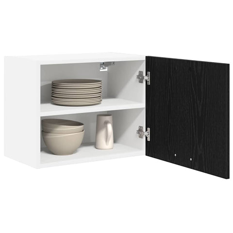 vidaXL Hanging Cabinet Riga 2 pcs Black Oak and White 50 x 31 x 40 cm