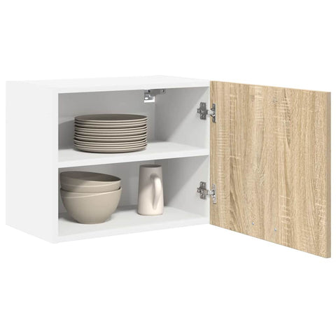 vidaXL Hanging Cabinet Riga 2 pcs Sonoma Oak and White 50 x 31 x 40 cm